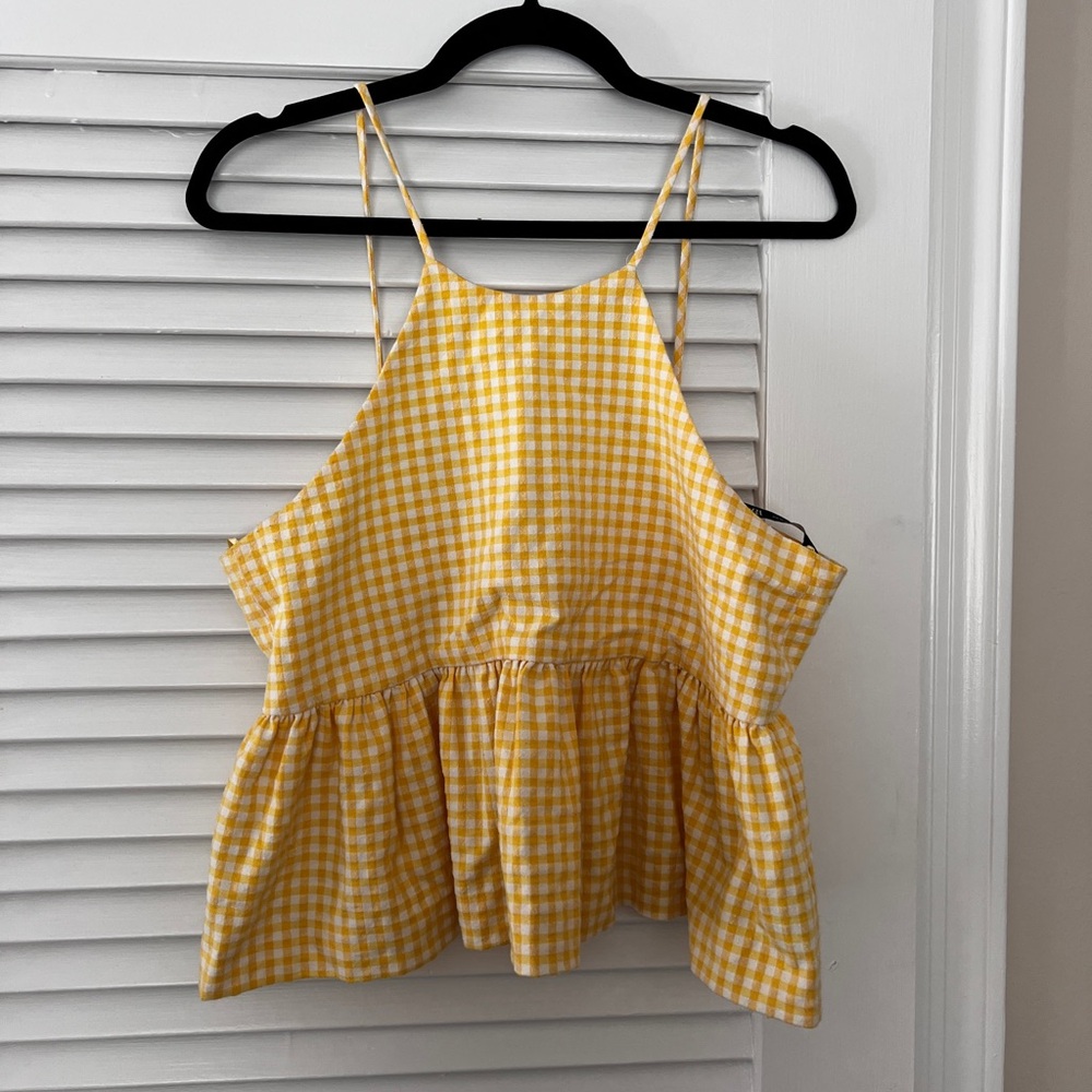 ZARA Gingham Halter Women's Top Yellow